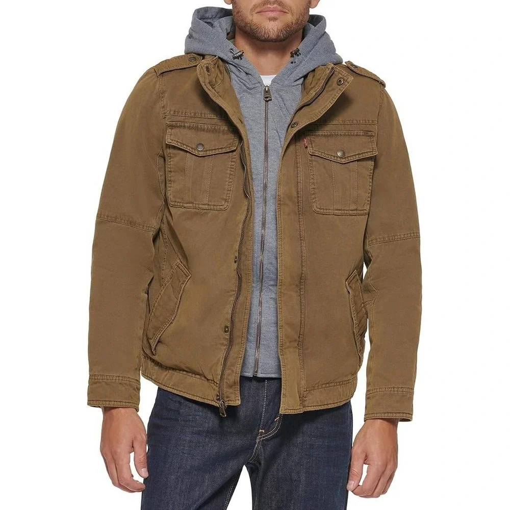 Levi's Men's‎ Washed Cotton Hooded Jacket Size Large